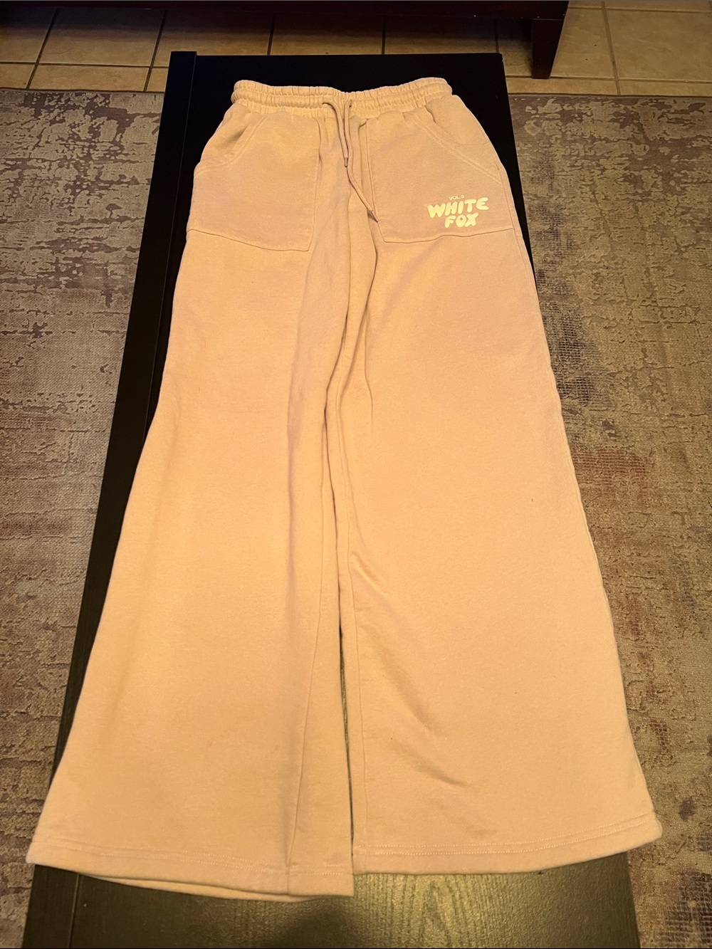 White Fox Boutique Pale Pink Wide-Leg Joggers